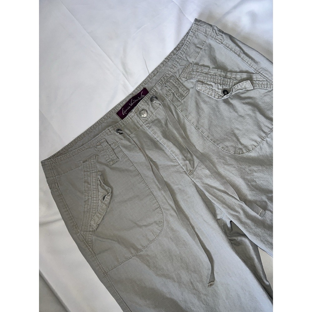 Gloria Vanderbilt Pants Womens 14 Tan Beige Capri Drawstring Pockets Casual READ